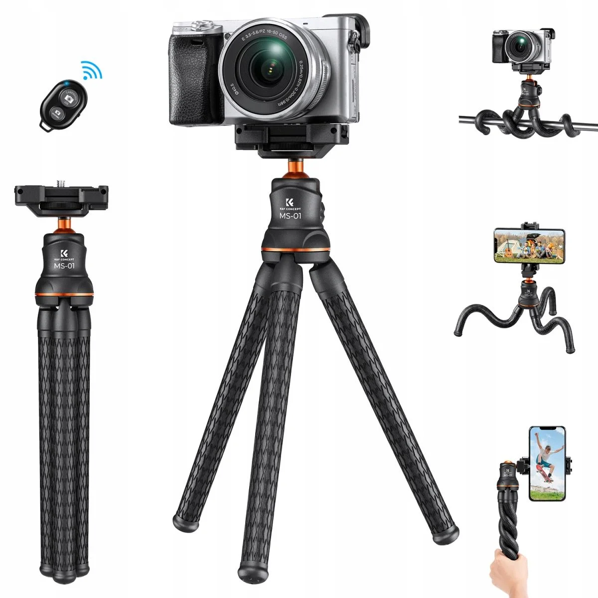 Giętki statyw elastyczny K&F Concept KF09.129 z pilotem Bluetooth